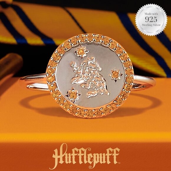 Harry Potter Hogwarts Pride Hufflepuff ring, 925 Sterling Silver - Picture 1 of 5